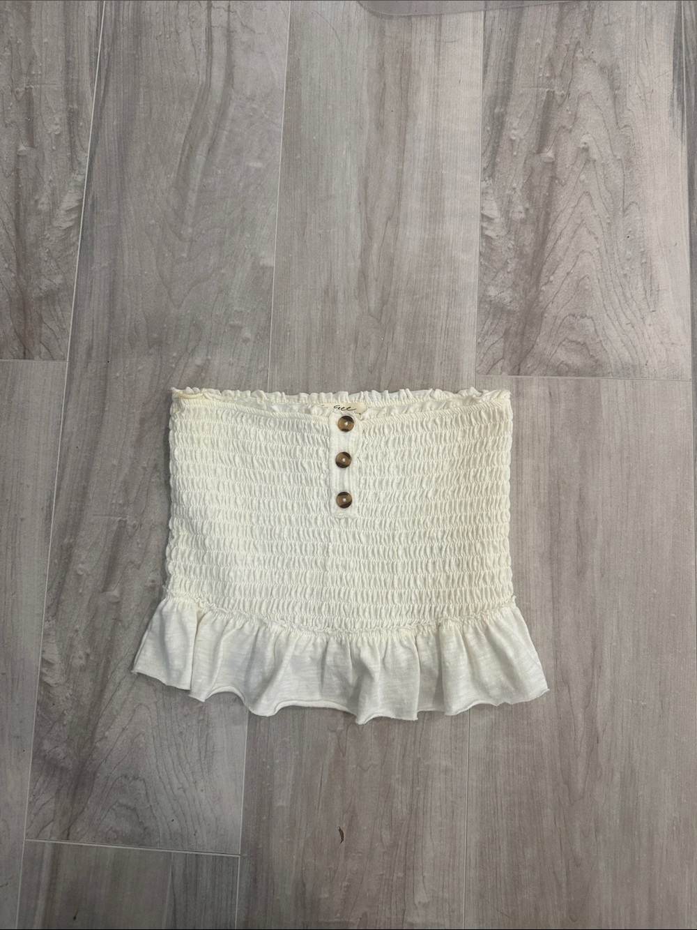 Free people Women’s Cream Smocked Ruffle crop top